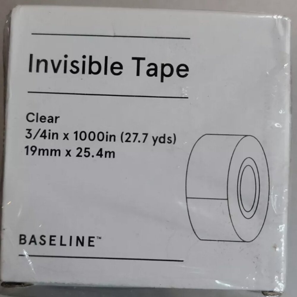 12 ROLL Staples Baseline Invisible Tape 3/4". x1000" (27.7 yds)  (BL58408)